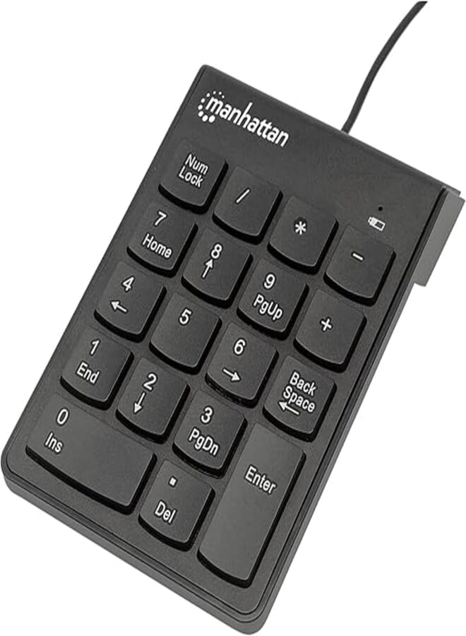 Manhattan Numeric Wired Keypad USB Wired 18 Full-Size Keys - Black